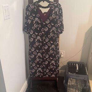 White House Black Market Black Floral Midi Dress